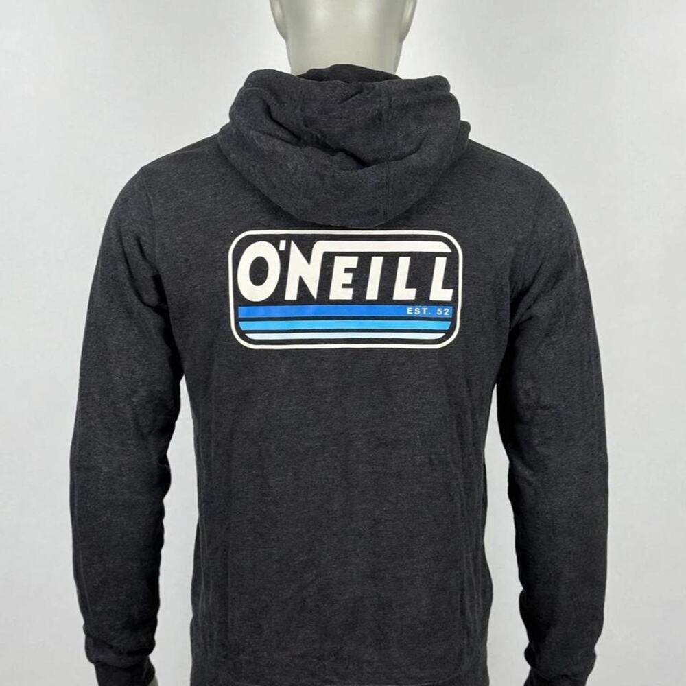 O'Neill Hoodie Mens Medium Gray Surf Pullover EST 52 Front & Back Logo Skate
